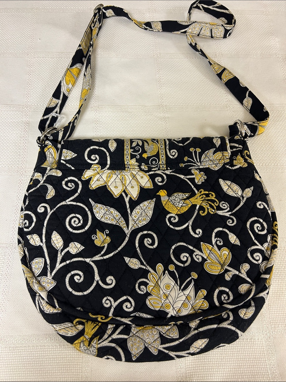 Vera Bradley Black, Yellow & Cream Quilted Floral Crossbody image 2
